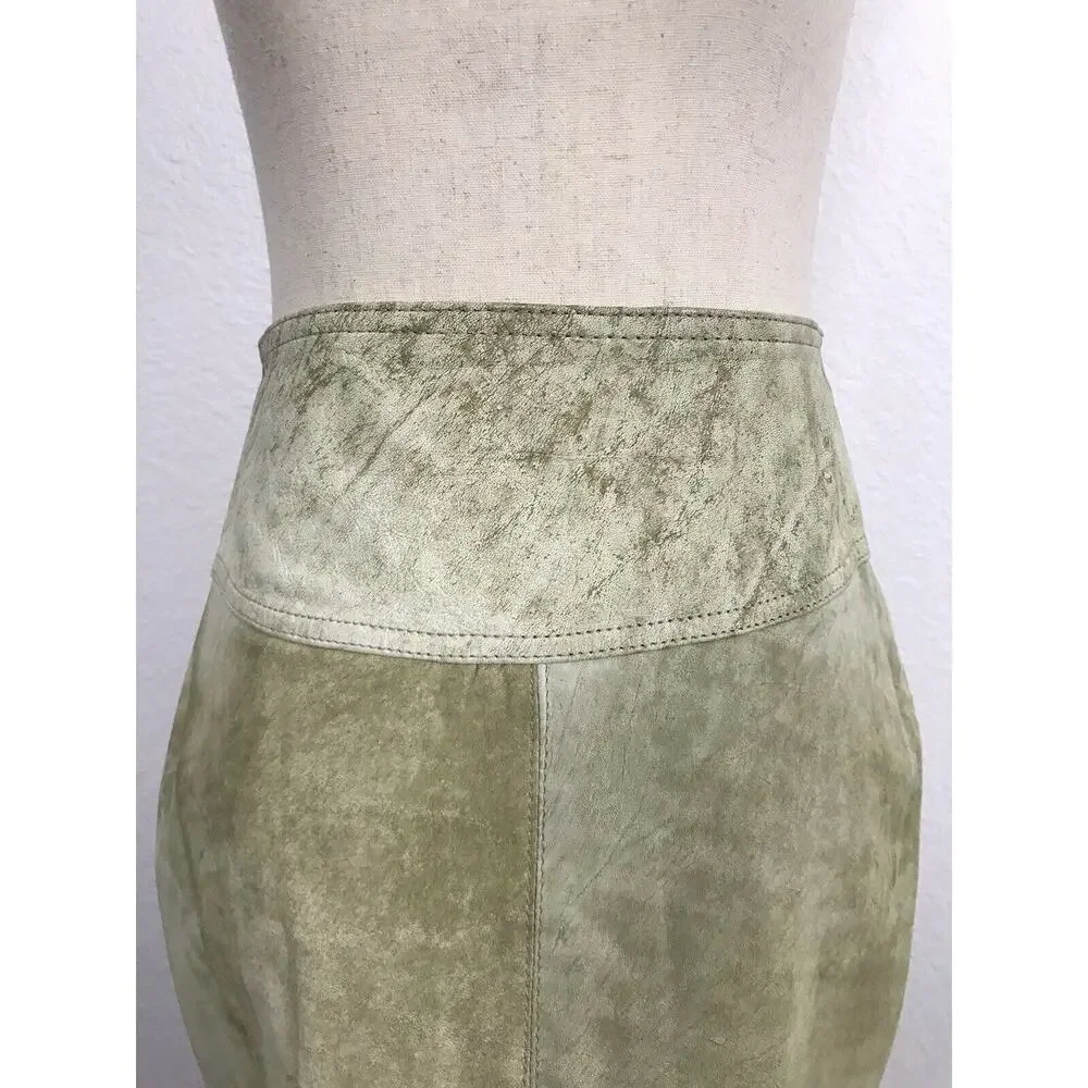 Winlit Vintage Distressed Leather Mini Pencil Straight Skirt